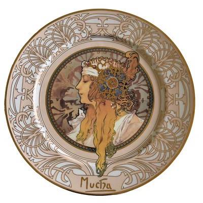 Alphonse Mucha Goebel Artis Orbis 2000 Aufstellteller  Blonde Ltd Ed ca.31 cm