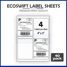 (160) 4 x 5 EcoSwift Laser/Ink Address Shipping Adhesive Labels 4 per sheet