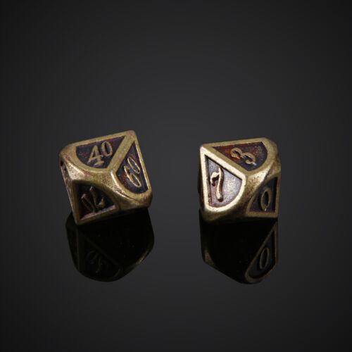 Set 7 pz dadi poliedrici metalli bronzo poliedrico dadi poliedrici RPG DND WOWS - Foto 4 di 12