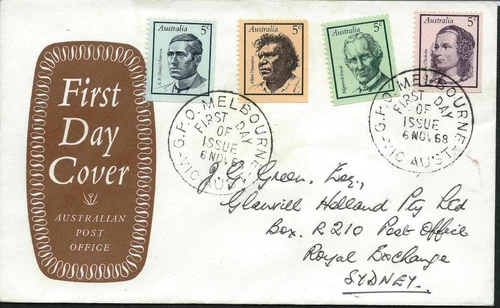 AUSTRALIA - 1968 'FAMOUS AUSTRALIANS’ Official APO First Day Cover [A0694]