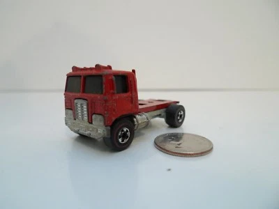 Vintage Hot Wheels 1973 Redline Red Semi Truck Cab Only Flat Nose Tractor, red - Image 1 of 2