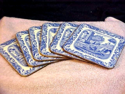 4 Sous-verres Bleus SPODE Blue Room Collection - Déco Luxe Maison