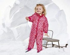 Overall Fleece gefüttert Pinguine 74/80 weich warm Kapuze Schneeoverall rosa ++