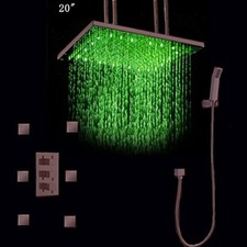 Bathroom Shower Set Ceiling Mount Rainfall 6 Spray 20" Oil Rubbed Bronze