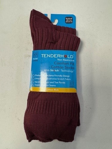 Pack of 2 Norfolk Unisex Diabetic And Oedema Friendly Sock, Wine, UK 9-12