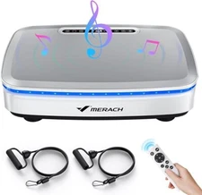 MERACH Vibration Plate with 330lb Capacity Bluetooth LED Light, Workout Fitness