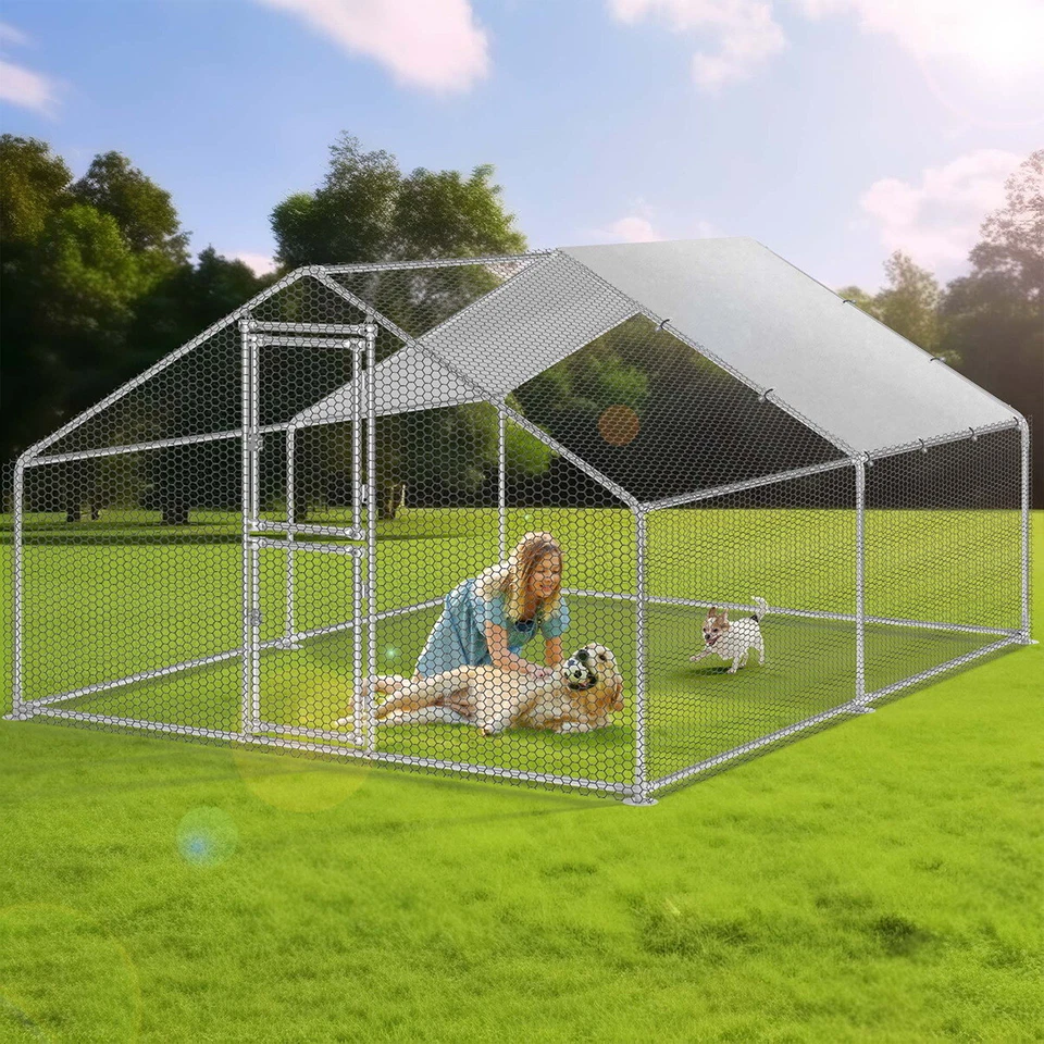 Poruace 13 x 9.8 x 6.4 英尺户外宠物狗跑屋狗笼围栏围栏 — 第 2/4 张图片