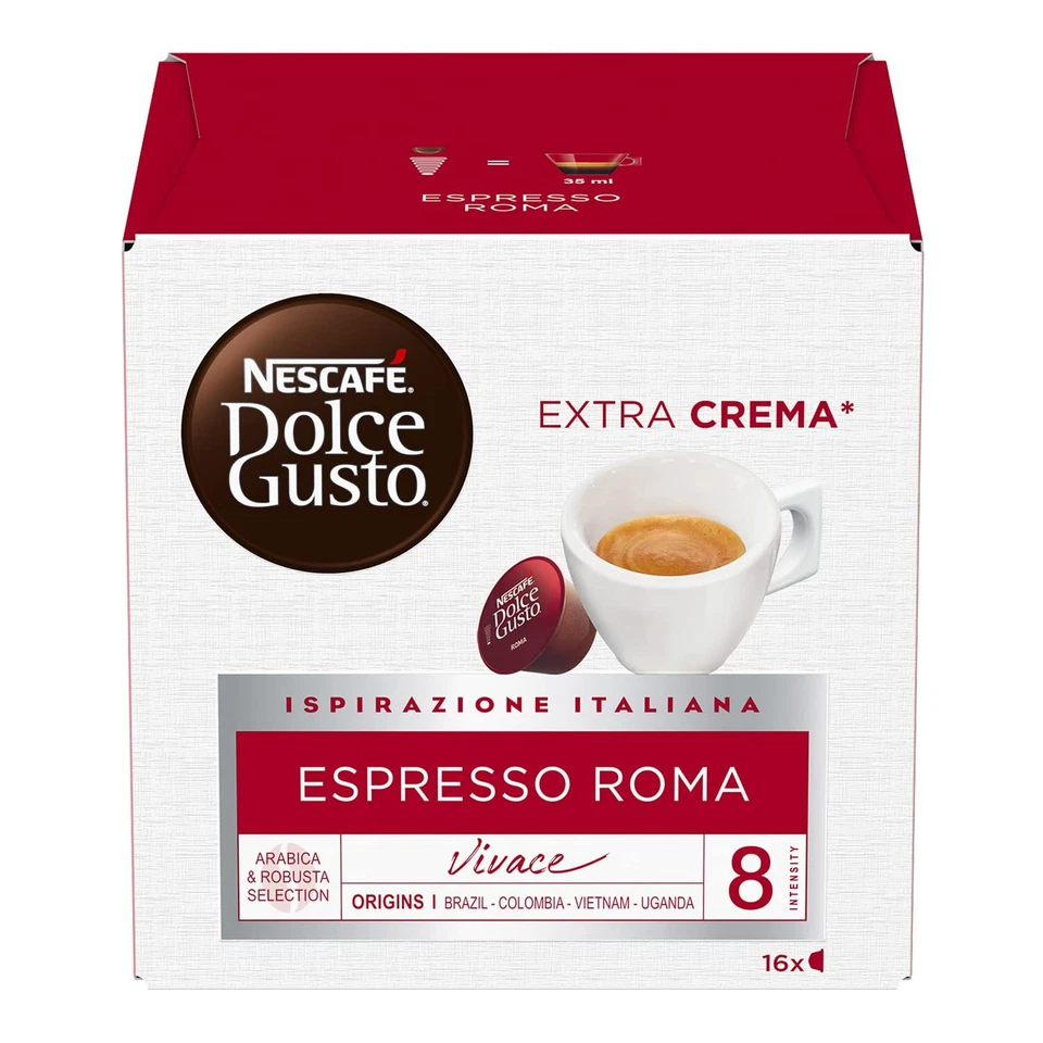 90 / 120 / 180 / 240 / 300 Capsule Caffè Nescafè Dolce Gusto Roma Originali