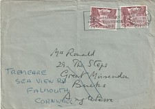 Cubierta Suiza/Helvetia 1954 enviada desde Ginebra a Falmouth Cornualles