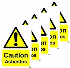 Caution Asbestos Safety Sign - Self adhesive stickers 150mm x 100mm - PACK OF 5