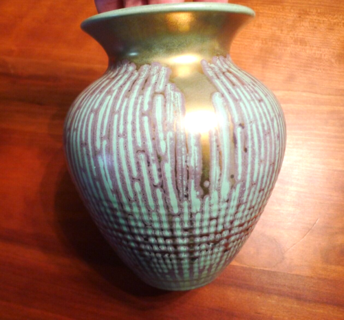 Vintage Carstens Tönnieshof Keramik Blumenvase Vase 450/2 Gold/Azurblau, 17 cm - Bild 1 von 7