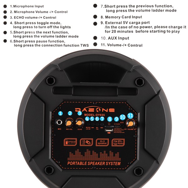 Alternate view of 6000w Portable Bluetooth Party Speaker Sub Woofer Heavy Bass Sound System Mic
