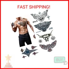 Large Tattoos Fake Temporary Body Art Stickers for Men Women Teens, VIWIEU 3D Re