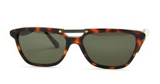Club LA 9003 Plastic Rectangular Double Bridge 54mm Black Amber Sunglasses Italy