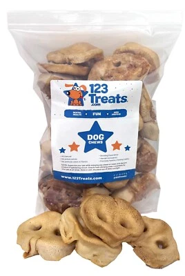 123 TREATS Pig snout chews treats for dogs (25 Count) - All natural chews