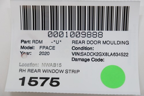 2019 - 2023 JAGUAR F-PACE REAR RIGHT DOOR WINDOW BELT MOLDING WEATHERSTRIP OEM - Picture 9 of 9