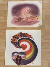VTG Lot of 10 Sunset Beach Couple Heart Rainbow Flowers Iron-On Transfers