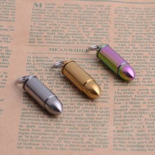 Titanium MINI Bullet Shape Necklace Pendant Waterproof Medicine Box Pill Case