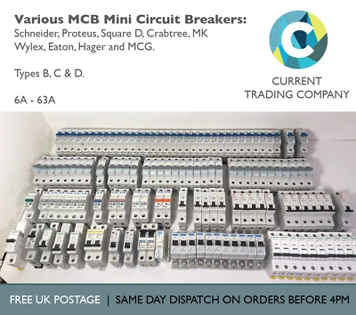 Type B C Eaton MK Square D Hager Proteus Mini Circuit Breakers MCBs