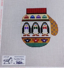 Penguin Mitten Needlepoint Canvas by Painted Pony 22 Count Canvas 5"x5" Stitch A