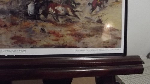 When Cowboys Get in Trouble Russell Oil/Canvas 1899 S Richardson Collection Frm - Picture 3 of 4