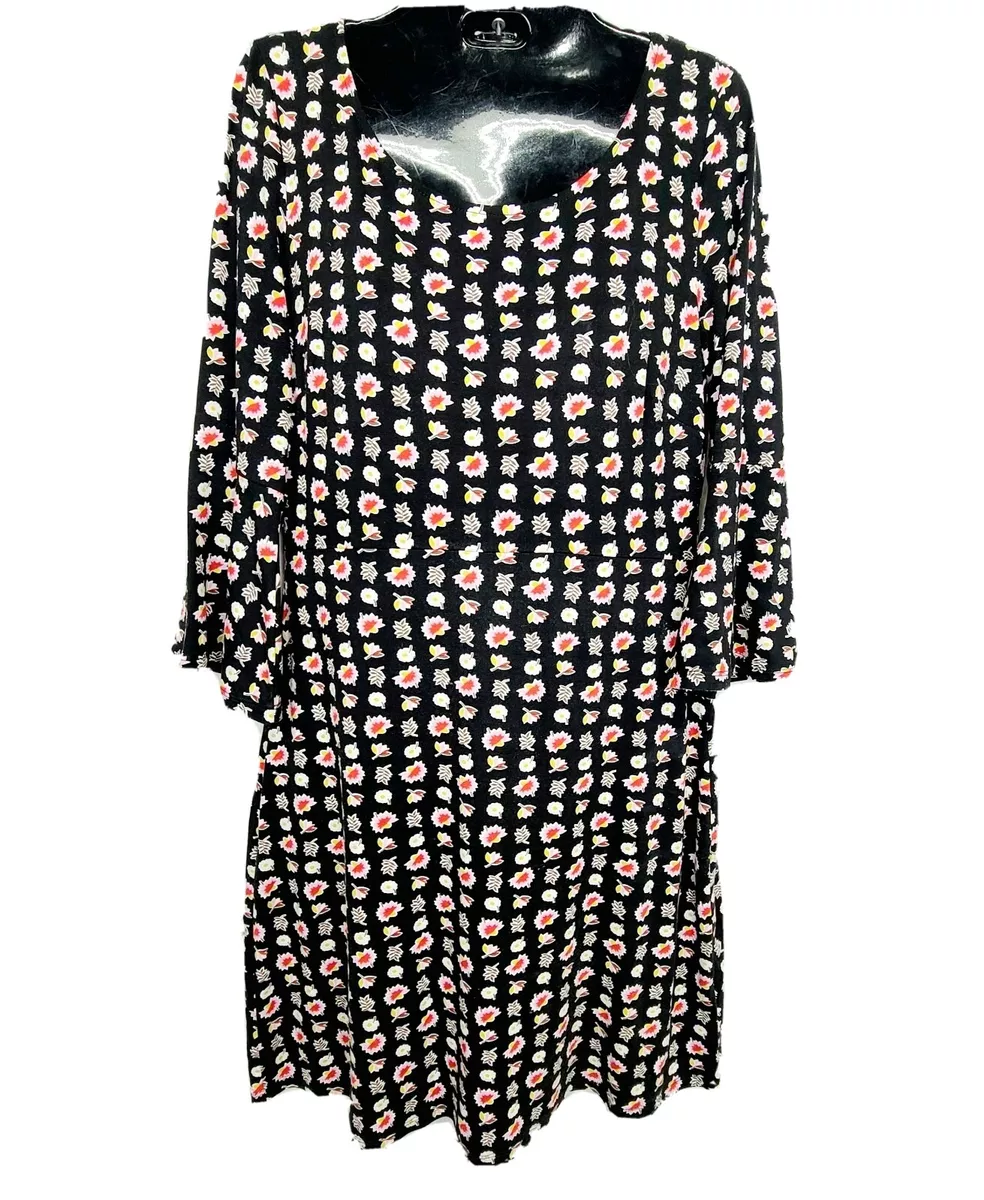 Boden Dress US Size 6L Jemma Jersey Sapling Black Floral Print