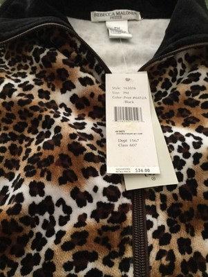Gilet Rebecca Malone Imprimé Léopard, Col Noir, Fermeture éclair, Taille PM (petite)