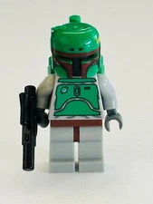NEW Lego Star Wars Boba Fett Bluish Gray Minifig DARK RED Helmet sw0002b 852552
