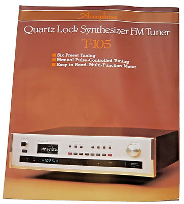 Rare Accuphase FM Tuner Sales Catalog for T-105  Two Pages Two Sided Print Japan