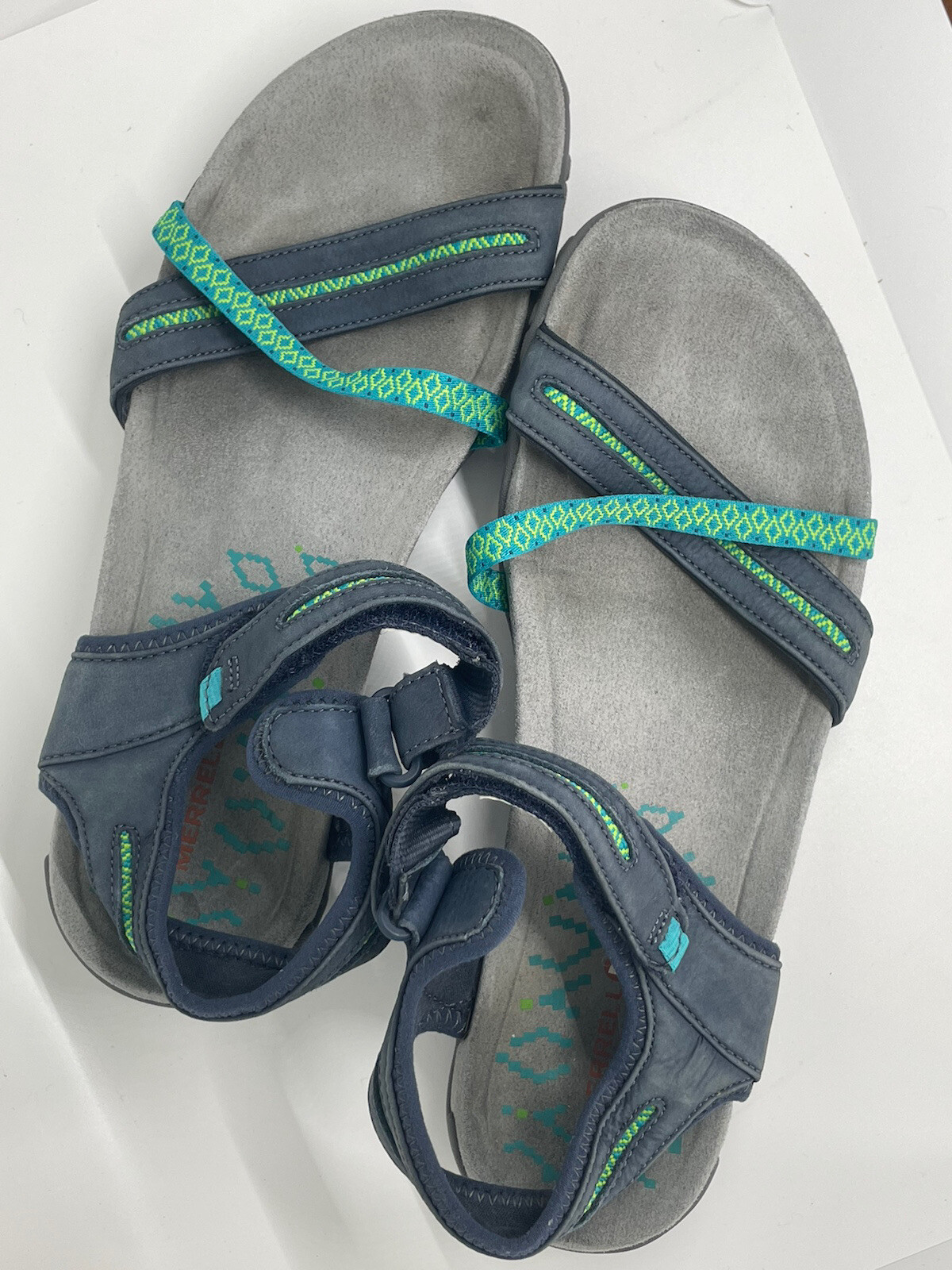 Womens Merrell Sandal Navy Blue Green Strap Camping H… Gem