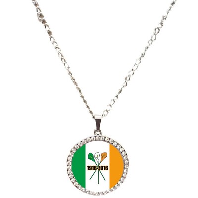 Halskette Ostern Aufstieg Irland silberfarben mit Diamant Anhänger und Geschenkbox