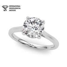 IGI 3 CT E/VS Lab-Grown Round Solitaire Diamond Engagement Ring, 18k White Gold