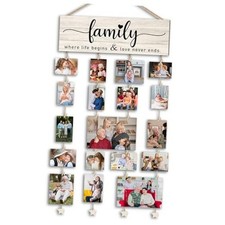 Picture Frames Collage Photo Hanging Display Picture Board,Family Burlywood