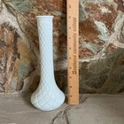 Hoosier Milk Glass #4092 Quilted Diamond Pattern Vintage Flower Bud Vase