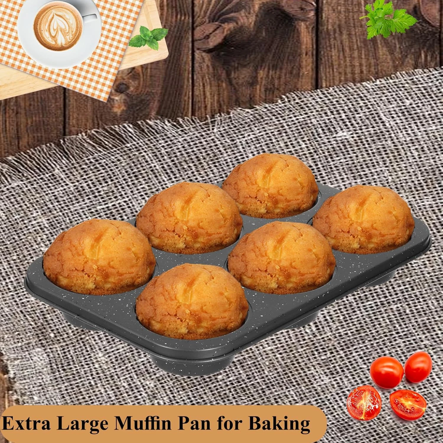 Jumbo Muffin Pan 2 Pack Nonstick 6 Cup Tin Extra Large Cupcake Baking Giant Mold
Opens in a new wind