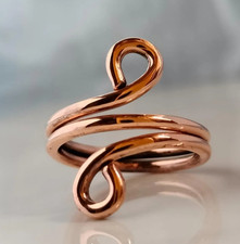 Solid Pure Copper Minimalist Healing Ring, Handmade, Unisex, Wrap Ring