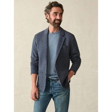 Faherty Reserve Inlet Knit Blazer Mens Medium Blue Cotton Sportcoat Moc0010-dnm Faherty Reserve Inlet Knit Blazer Mens Medium Blue Cotton Sportcoat Moc0010-dnm