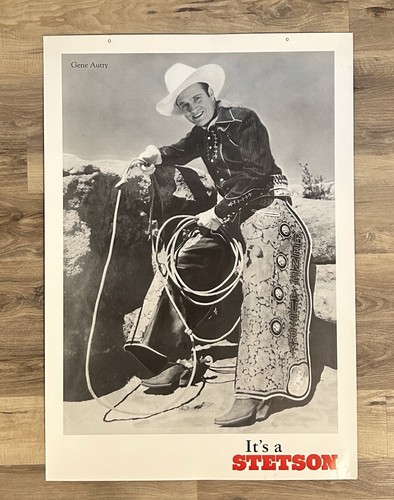 RARE GENE AUTRY "It's a STETSON" HAT GENUINE 1990's STORE POSTER WESTERN