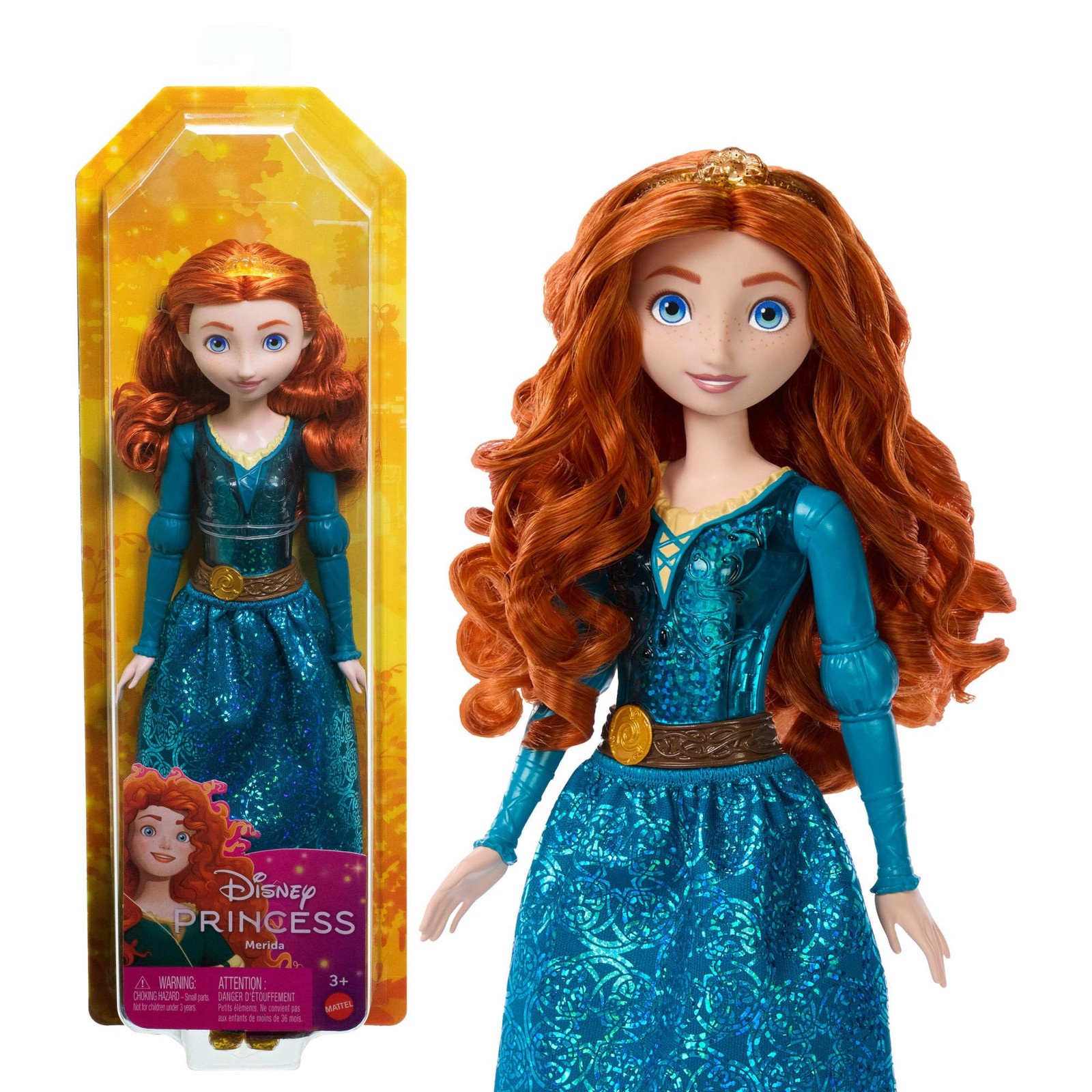 Mattel Disney Princess Merida Doll in Sparkling Fashion with Removable Skirt