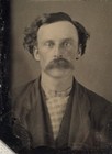 Antique American PHOTO TINTYPE Young Man Mustache Interested