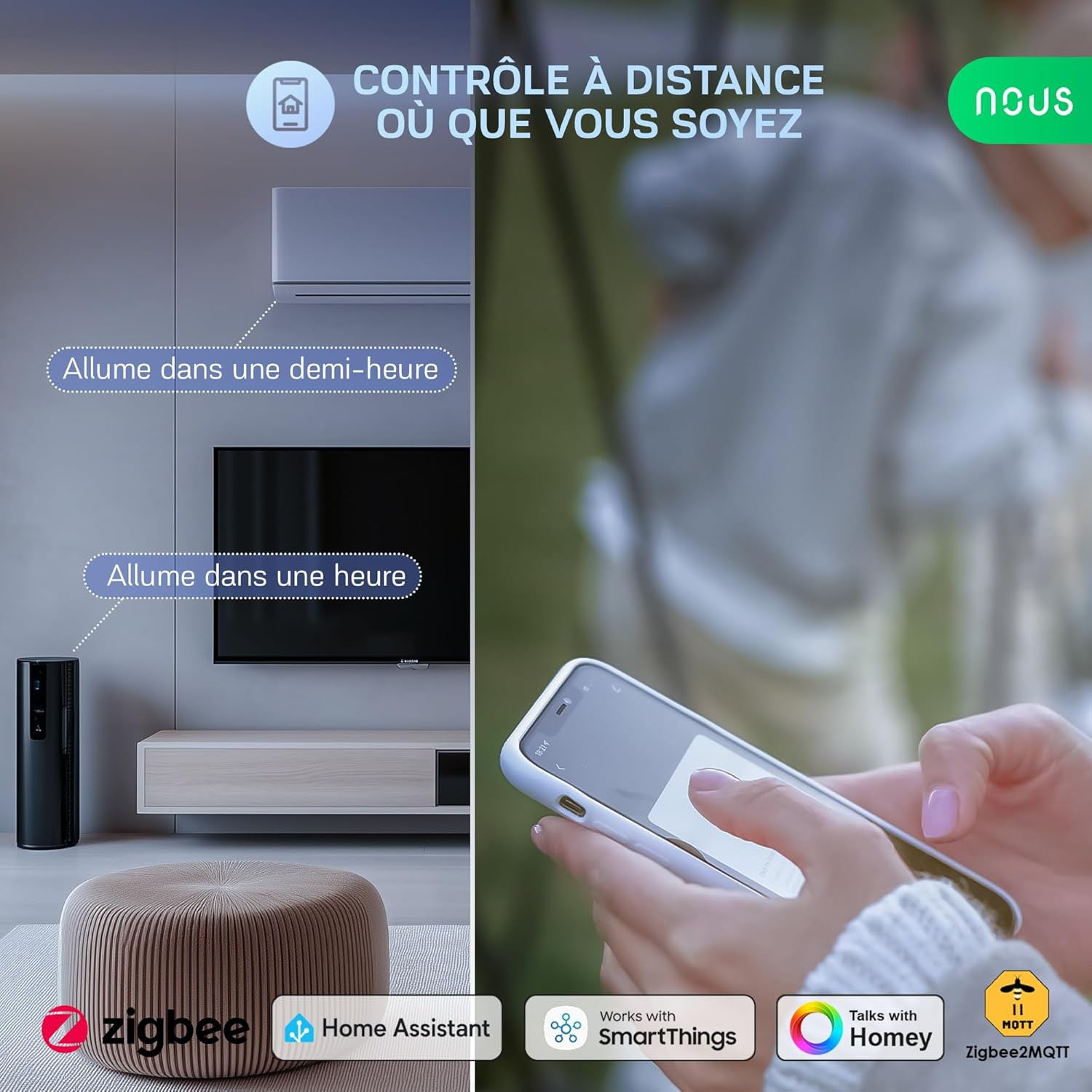 Prise connectée Zigbee A7Z 16A avec suivi consommation blanc