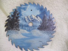 Beautiful Mountain/ tree Scene Hand Painted 7  Saw Blade signed