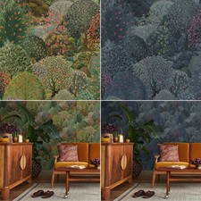 Albero Arazzo Parati Botanico Fioritura Foglie Foresta Holden Blu Scuro O Verde