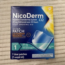 NicoDerm Cq Step 1 Nicotine Patches 7 Count Quit Smoking Aid 21 Mg- 11/2027