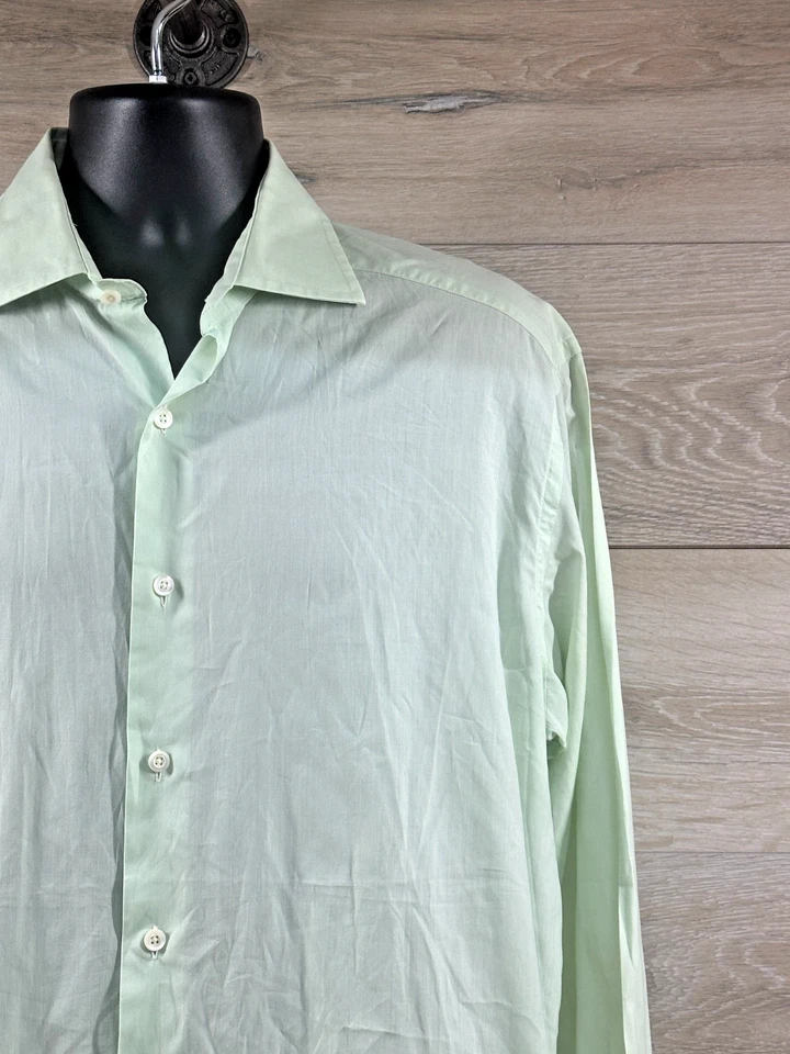 Camisa Avon Celli para Bergdorf Goodman Para Hombre Verde Algodón Manga Larga Grande Italia Foto 2 de 4