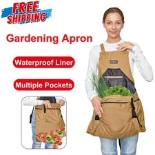 Gardening Apron Harvest Garden Aprons W/ Pockets For Women&Men Canvas Waterproof