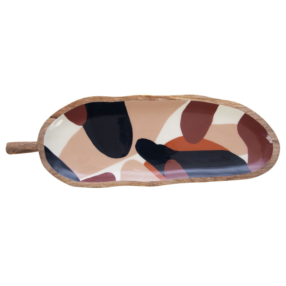 Plat feuille Charlie bois vide-poche design de table salon 50x17 cm