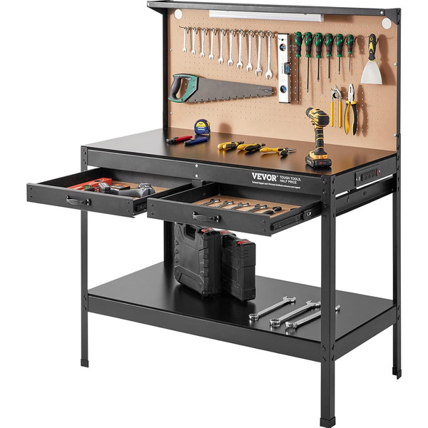 Werkbank 120X60Cm Arbeitstisch Steckdosen Werkstatttisch Stabil Industrie-image
