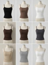 Women's Camisole Vest Top Spaghetti Strap Sleeveless Slim Fit Stretch Summer UK