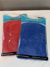 Fabric Jumbo Book Covers Lot of 2 Red Blue Stretchable Washable Book Covers New
